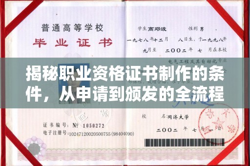 东光揭秘职业资格证书制作的条件，从申请到颁发的全流程解析