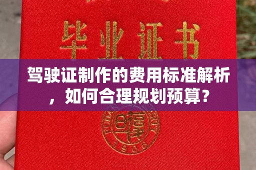 普洱驾驶证制作的费用标准解析，如何合理规划预算？